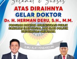 BKPSDM: Ucapan Gelar Doktor Gubernur Sumsel