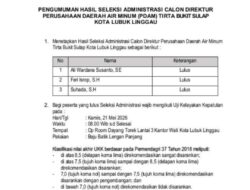Seleksi Calon Direktur Utama PDAM Kota Lubuklinggau Mengacu Permendagri Nomor 37 Tahun 2018
